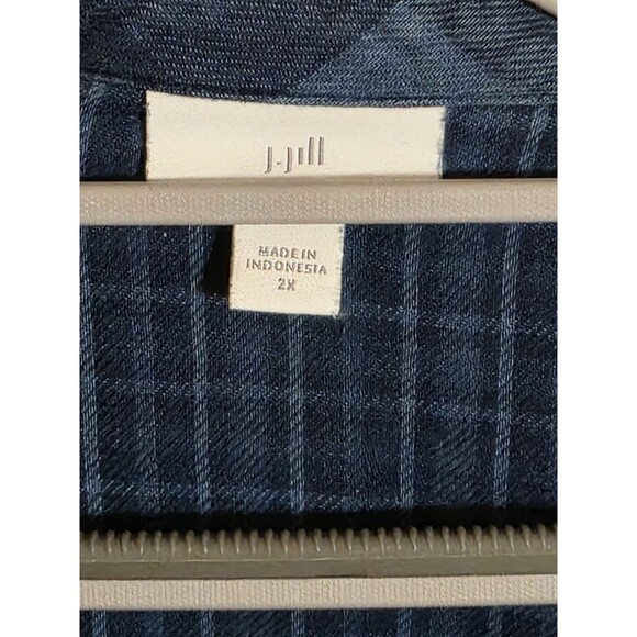 J. Jill Plus 2X Raw Hem 90s Y2K Button Up Plaid Soft Relaxed Shoulder Side Slits - Picture 11 of 11